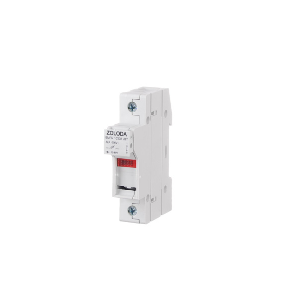 Portaf.unip.p/fusibles 10x38mm c/indic.LED 12-60VCA/VCC